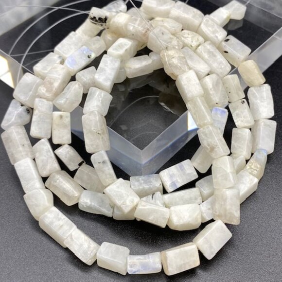 6-10x5-6mm Rainbow Moonstone Genuine Semi Precious Natural Gemstone Bead Strand - Picture 1 of 3